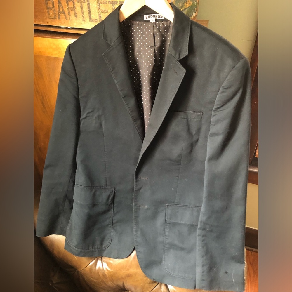 Express Men’s Dark Navy Photographer Blazer Sport Coat